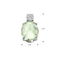 vDam Hanger Groen Amethist En Zirkonia 13 Mm Zilver Gerhodineerd 1340321