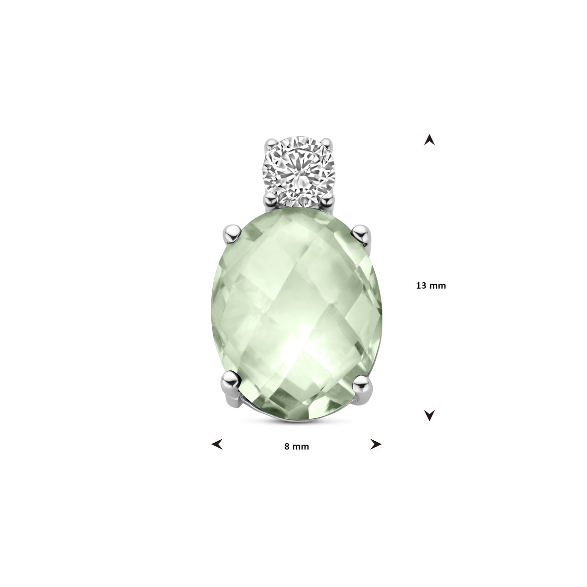 vDam Hanger Groen Amethist En Zirkonia 13 Mm Zilver Gerhodineerd 1340321