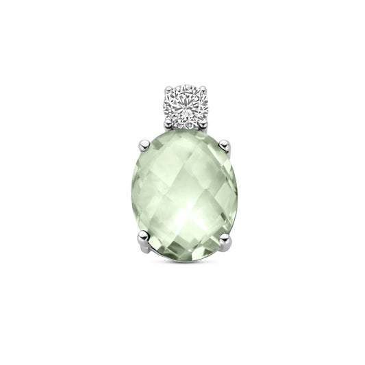 vDam Hanger Groen Amethist En Zirkonia 13 Mm Zilver Gerhodineerd 1340321