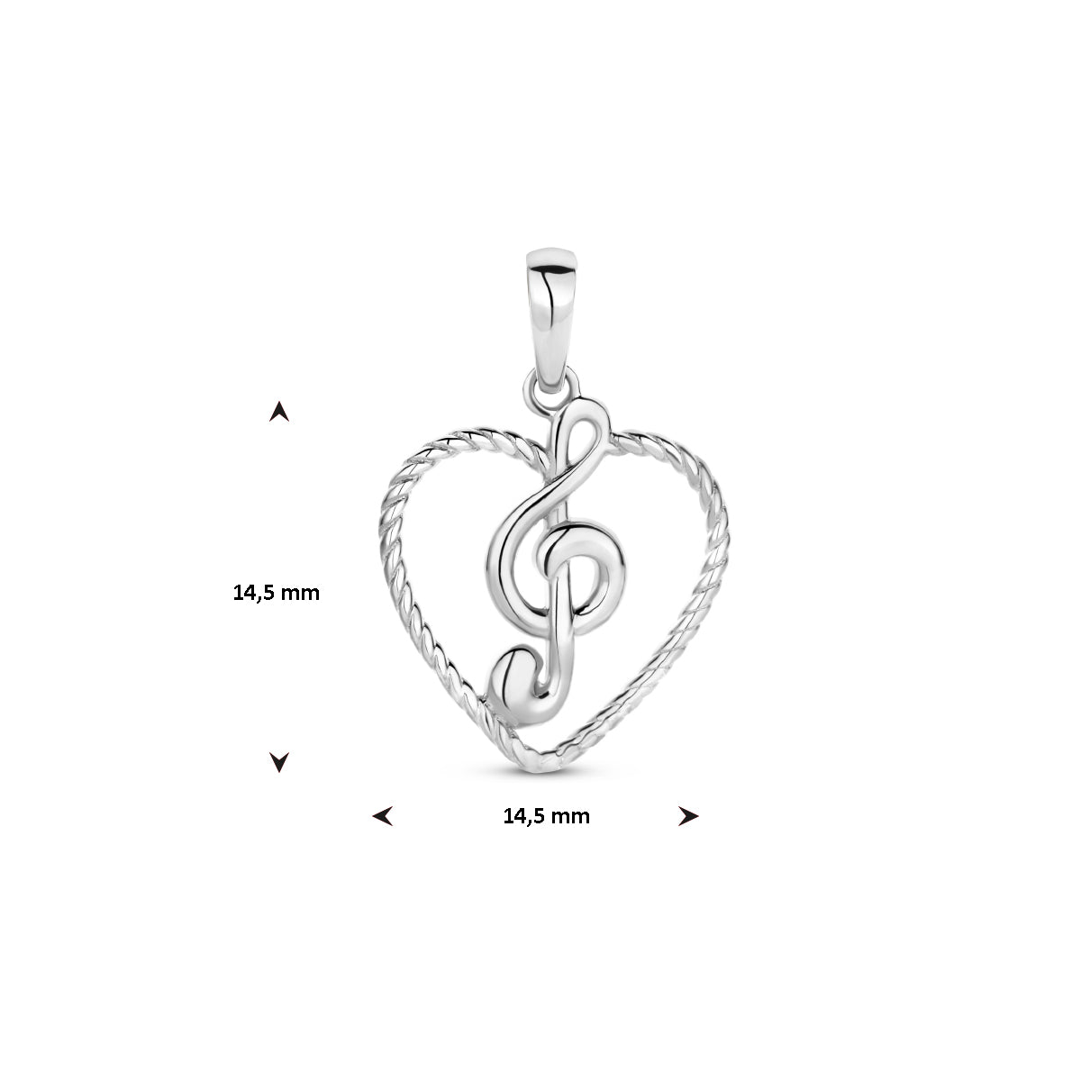 vDam Hanger Hart En Muzieknoot Zilver Gerhodineerd 1336625