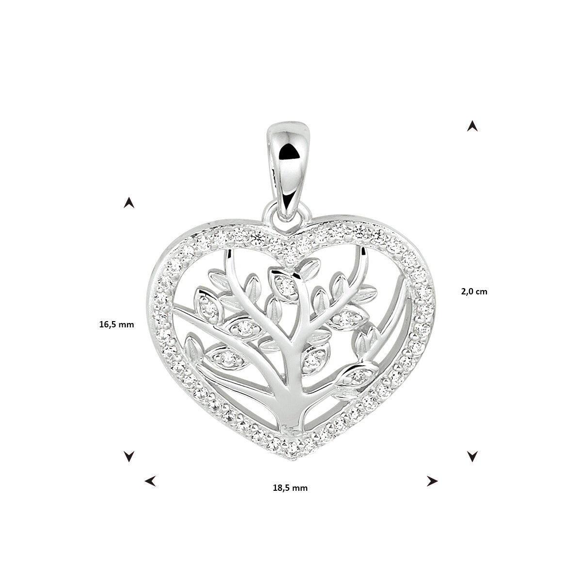 vDam Hanger Hart Levensboom Zilver Gerhodineerd 1333432