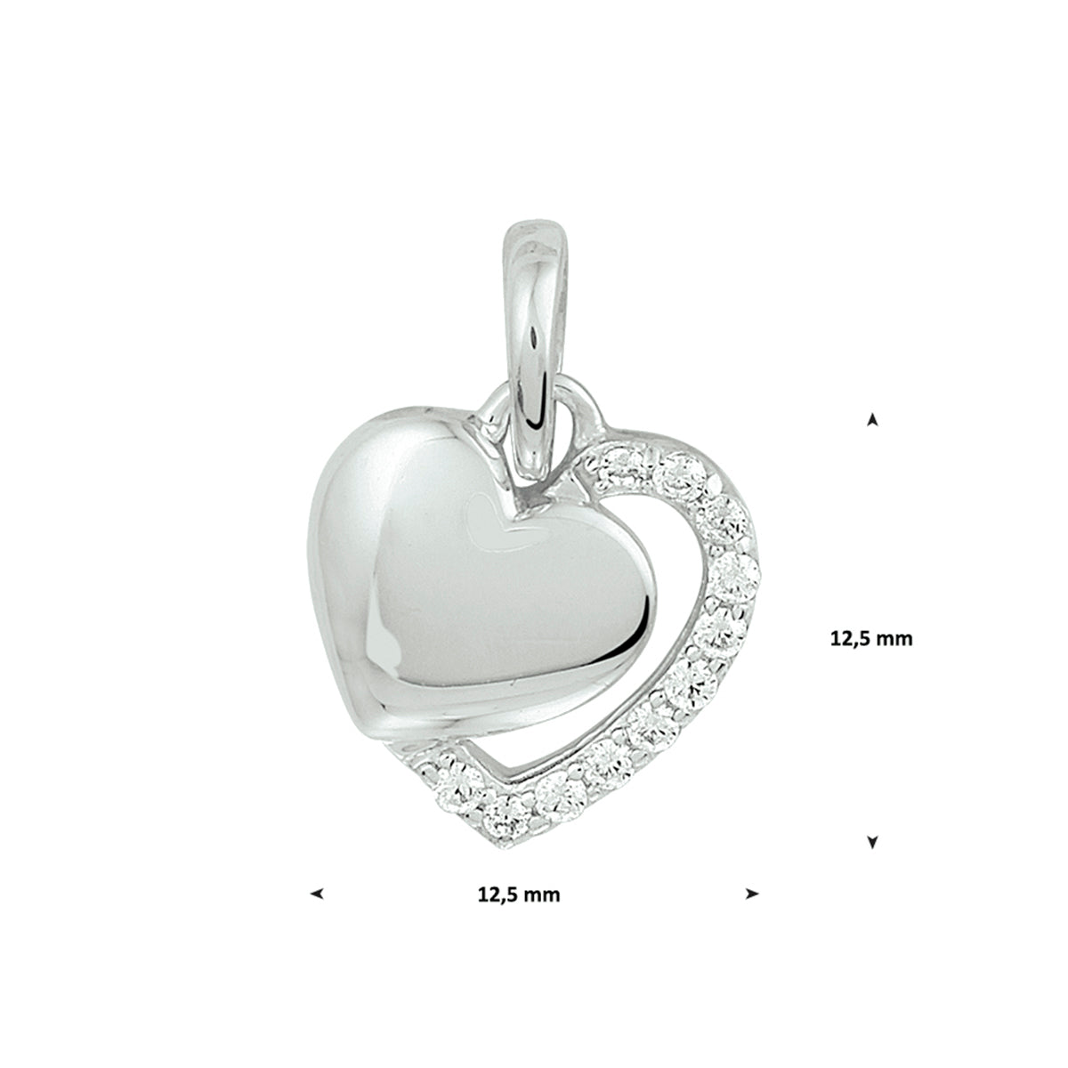 vDam Hanger Hart Zirkonia Zilver Gerhodineerd 1328700