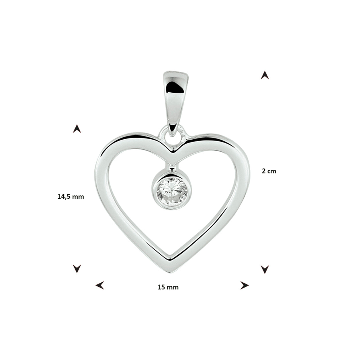 vDam Hanger Hart Zirkonia Zilver Gerhodineerd 1332744