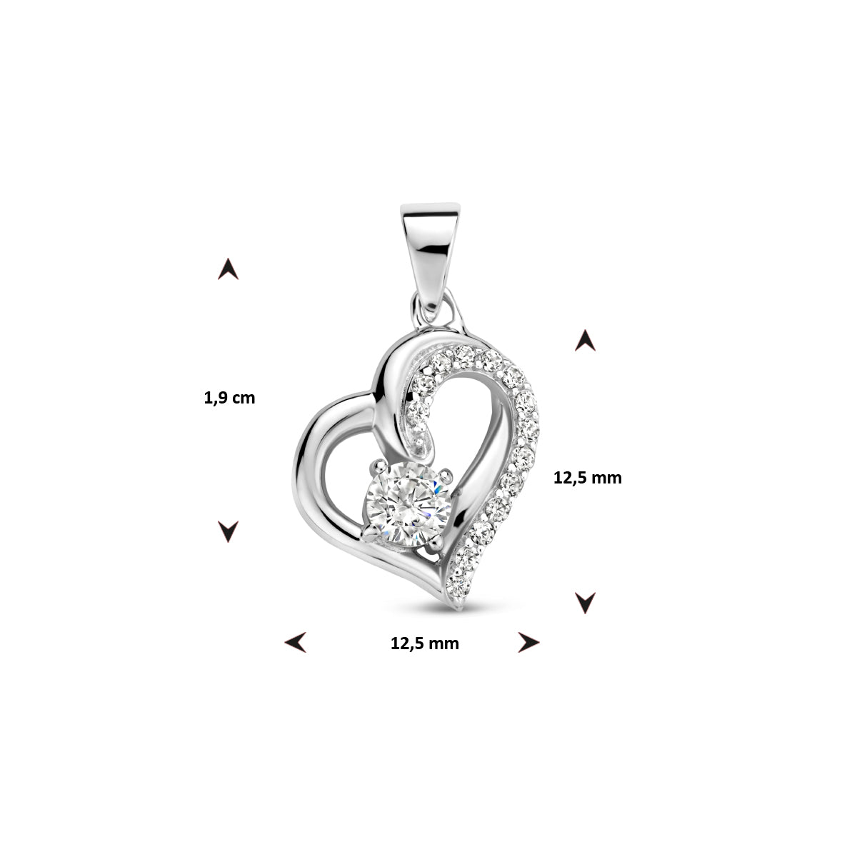 vDam Hanger Hart Zirkonia Zilver Gerhodineerd 1335415