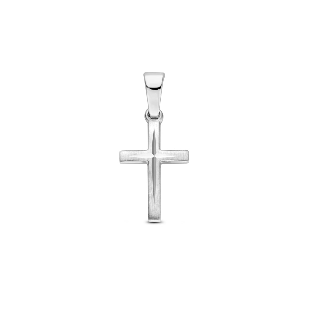 vDam Hanger Kruis Mat Gediamanteerd 13 Mm Zilver Gerhodineerd 1340464