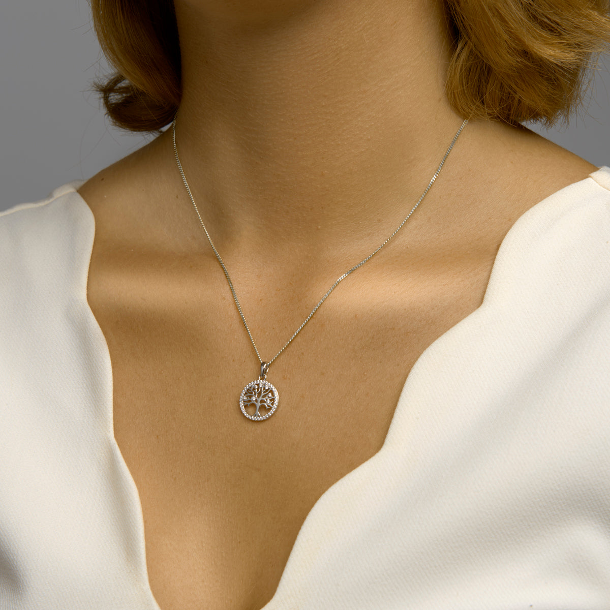 vDam Hanger Levensboom Zirkonia Zilver Gerhodineerd 1333435