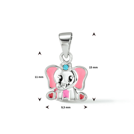 vDam Hanger Olifant Blauw Zirkonia Zilver Gerhodineerd 1334492