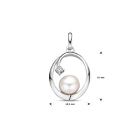 vDam Hanger Ovaal Parel En Zirkonia 21 Mm Zilver Gerhodineerd 1339750
