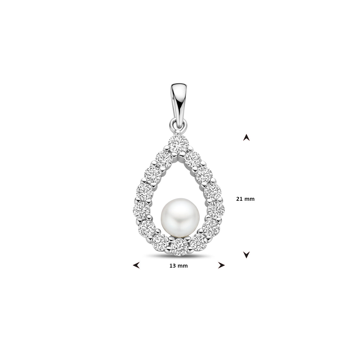 vDam Hanger Parel En Zirkonia 26 Mm Zilver Gerhodineerd 1339810