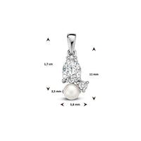 vDam Hanger Parel En Zirkonia Zilver Gerhodineerd 1335386