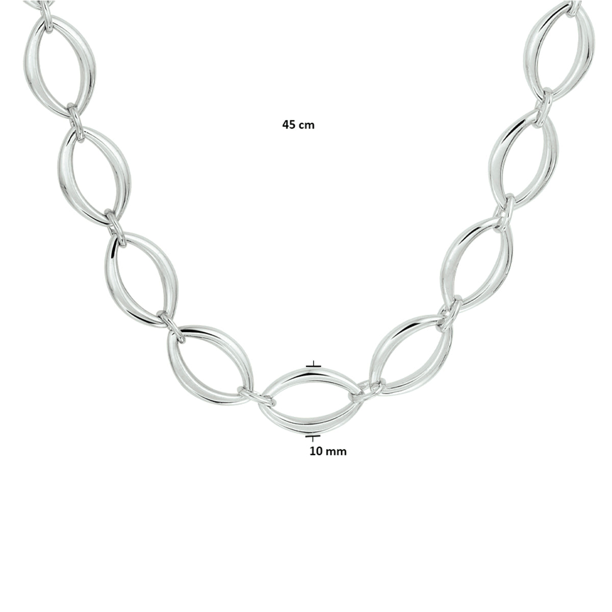 vDam Ketting 10 Mm 45cm Cm Zilver Gerhodineerd 1332641  45cm