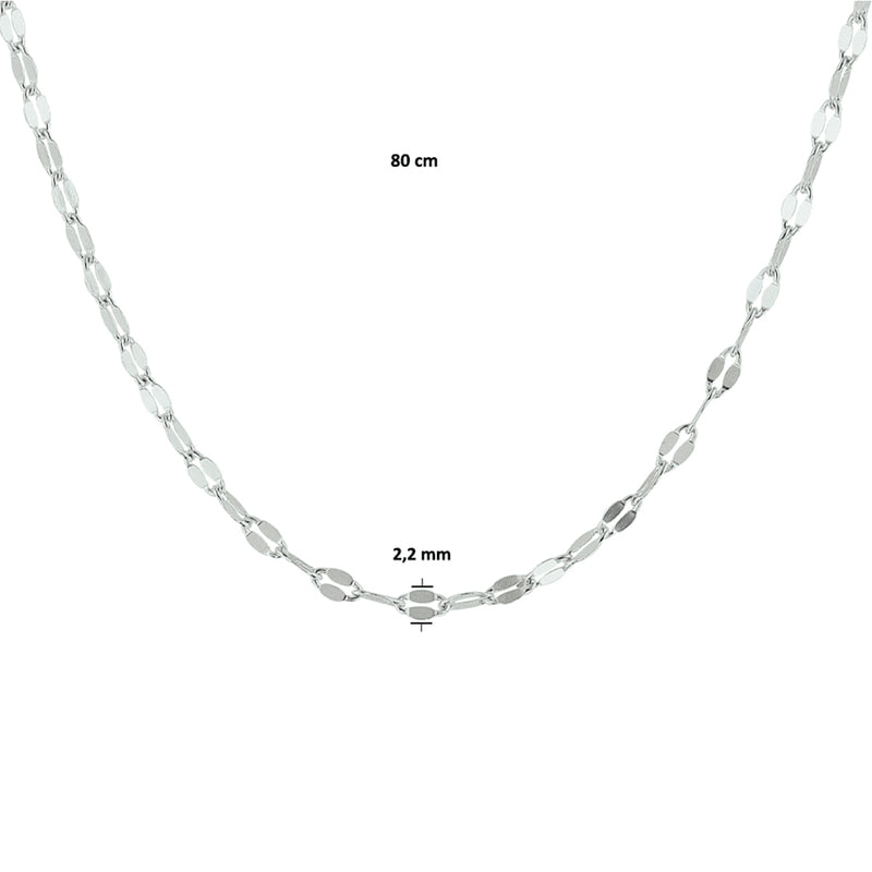 vDam Ketting 2,2 Mm Zilver Gerhodineerd 1328635  80cm