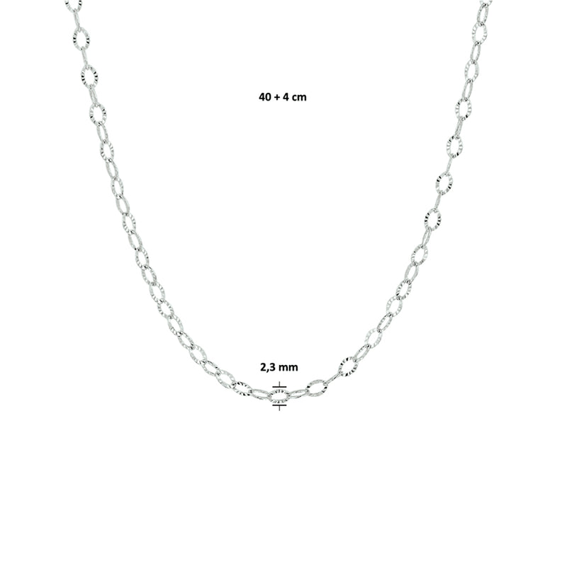 vDam Ketting 2,3 Mm 40cm + 4 Cm Zilver Gerhodineerd 1329743  40cm