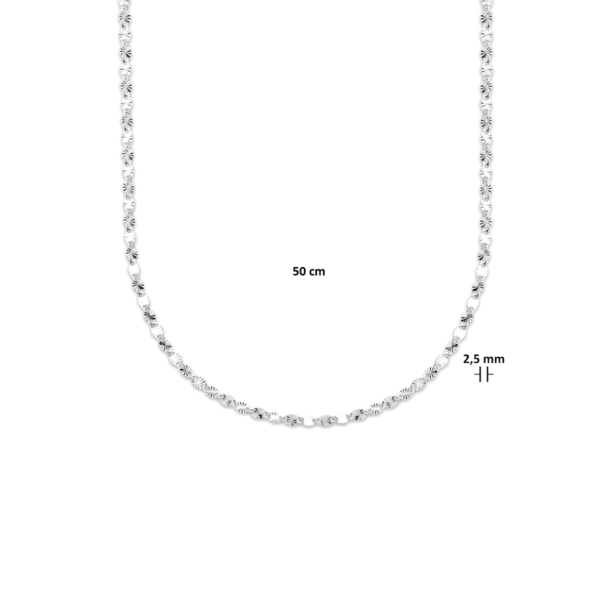 vDam Ketting 2,5 Mm Zilver Gerhodineerd 1333835  50cm