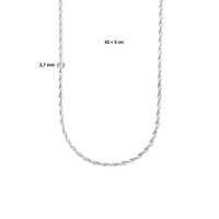 vDam Ketting 2,7 Mm 42cm + 3 Cm Zilver Gerhodineerd 1335431  42cm