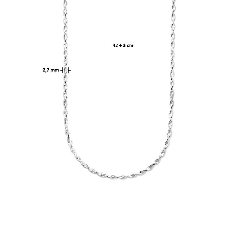 vDam Ketting 2,7 Mm 42cm + 3 Cm Zilver Gerhodineerd 1335431  42cm