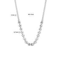 vDam Ketting 3,7 Mm 40cm + 4 Cm Zilver Gerhodineerd 1334374  40cm