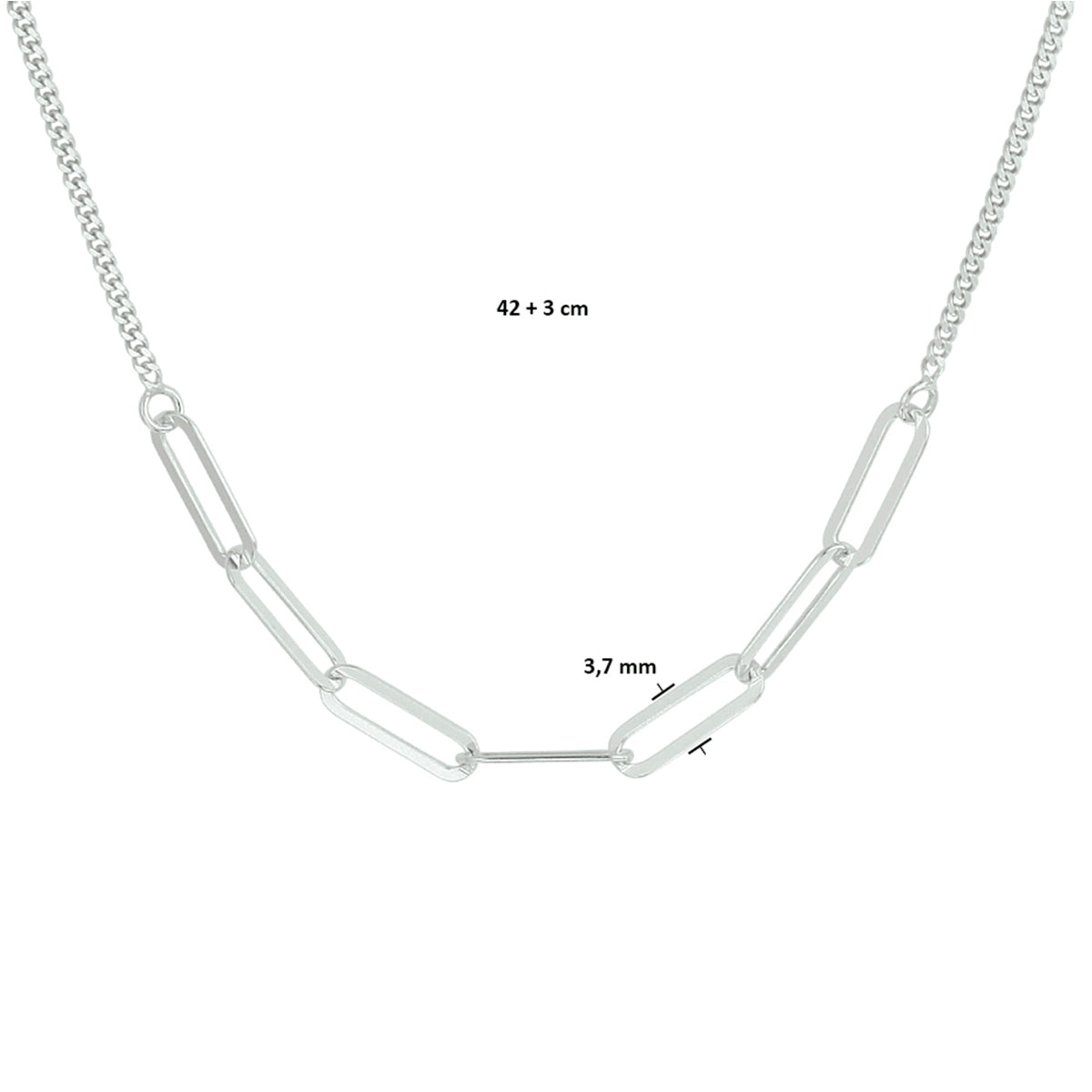 vDam Ketting 3,7 Mm 42cm + 3 Cm Zilver Gerhodineerd 1332298  42cm