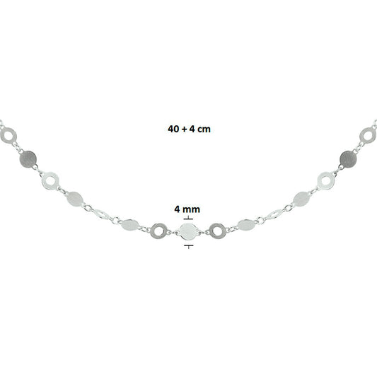 vDam Ketting 4,0 Mm 40cm + 4 Cm Zilver Gerhodineerd 1327934  40cm
