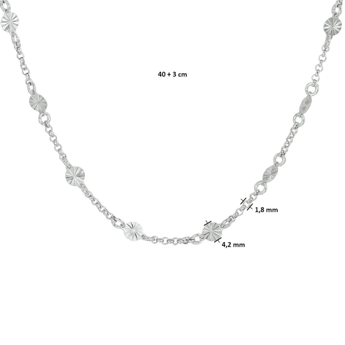 vDam Ketting 4,2 Mm 40cm + 3 Cm Zilver Gerhodineerd 1332607  40cm