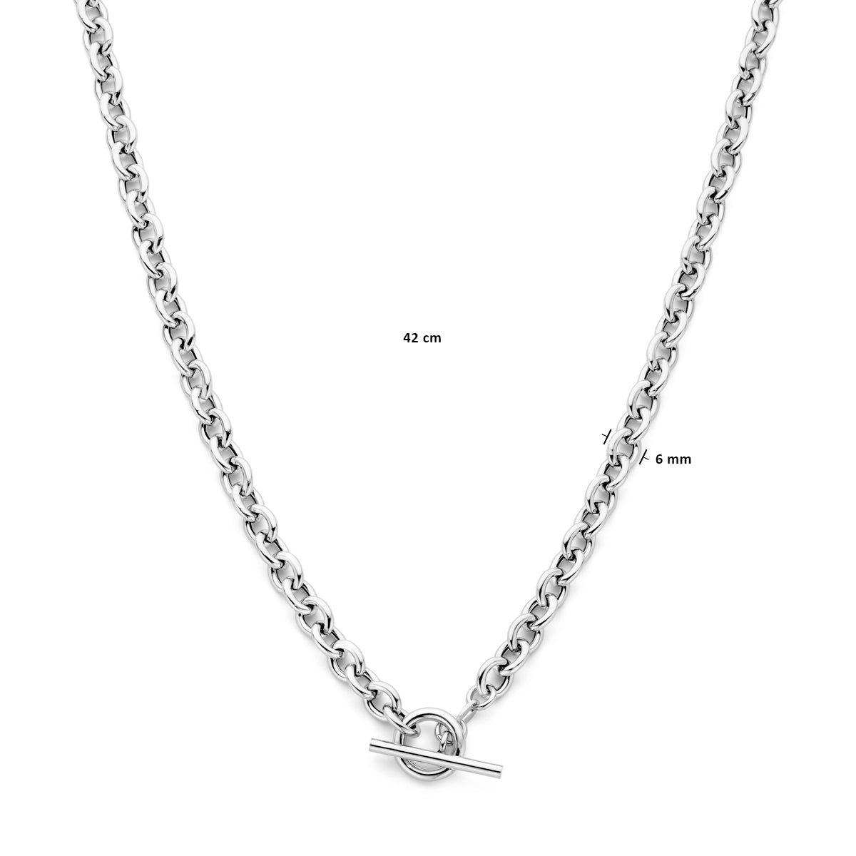 vDam Ketting 6 Mm 42cm Cm Kapittelslot Zilver Gerhodineerd 1339689  42cm