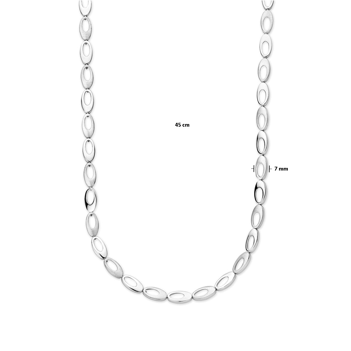 vDam Ketting 7,0 Mm 45cm Cm Poli / Mat Zilver Gerhodineerd 1337879  45cm