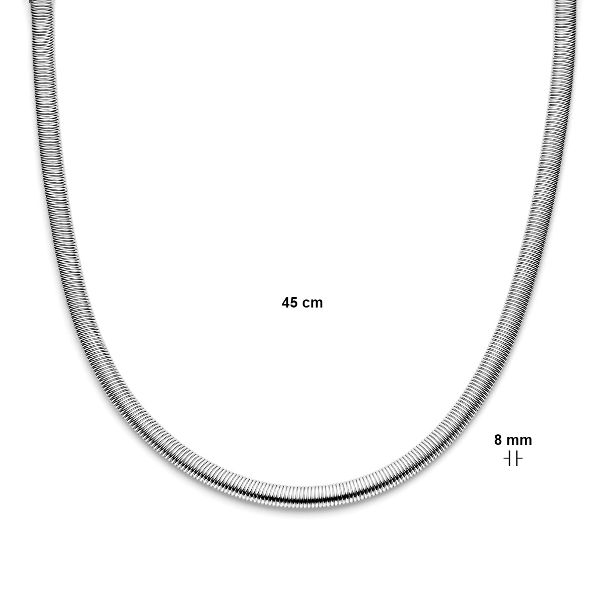 vDam Ketting 8,0 Mm 45cm Cm Met Groot Springslot Zilver Gerhodineerd 1338608  45cm