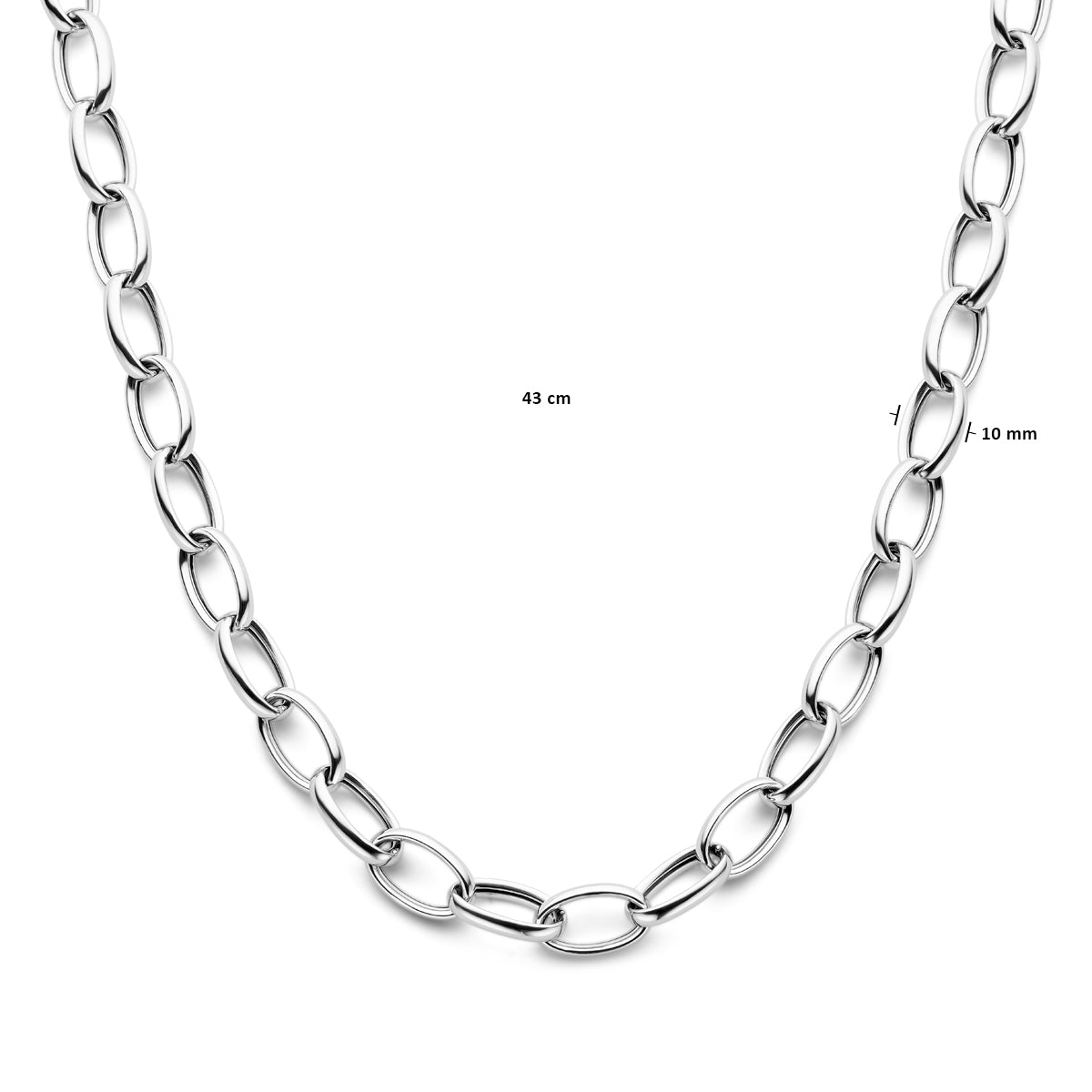 vDam Ketting Anker 10 Mm 43cm Cm Zilver Gerhodineerd 1340048  43cm