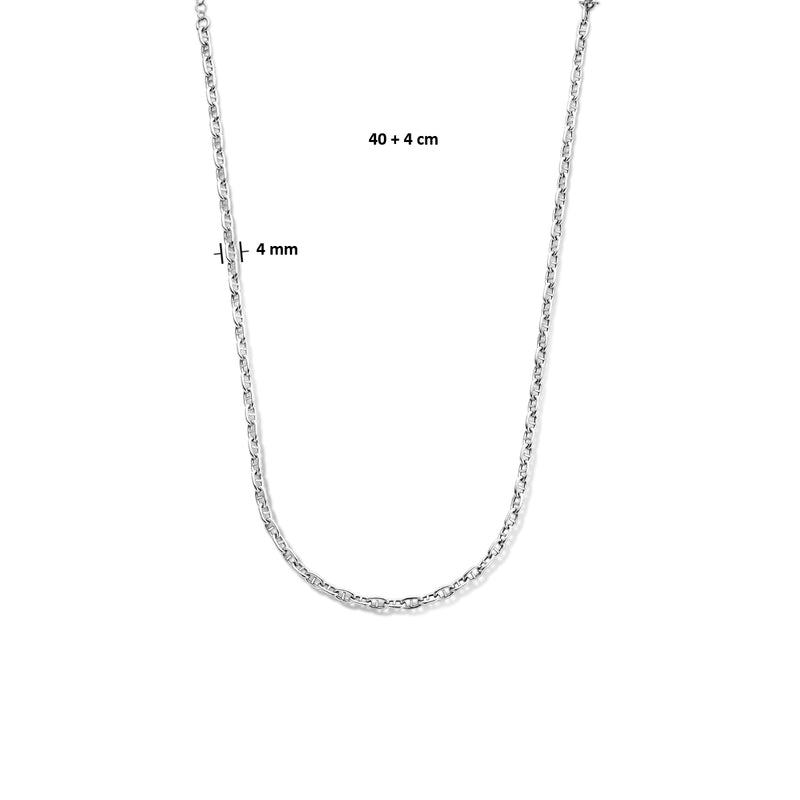 vDam Ketting Anker 4,0 Mm 40cm + 4 Cm Zilver Gerhodineerd 1335674  40cm