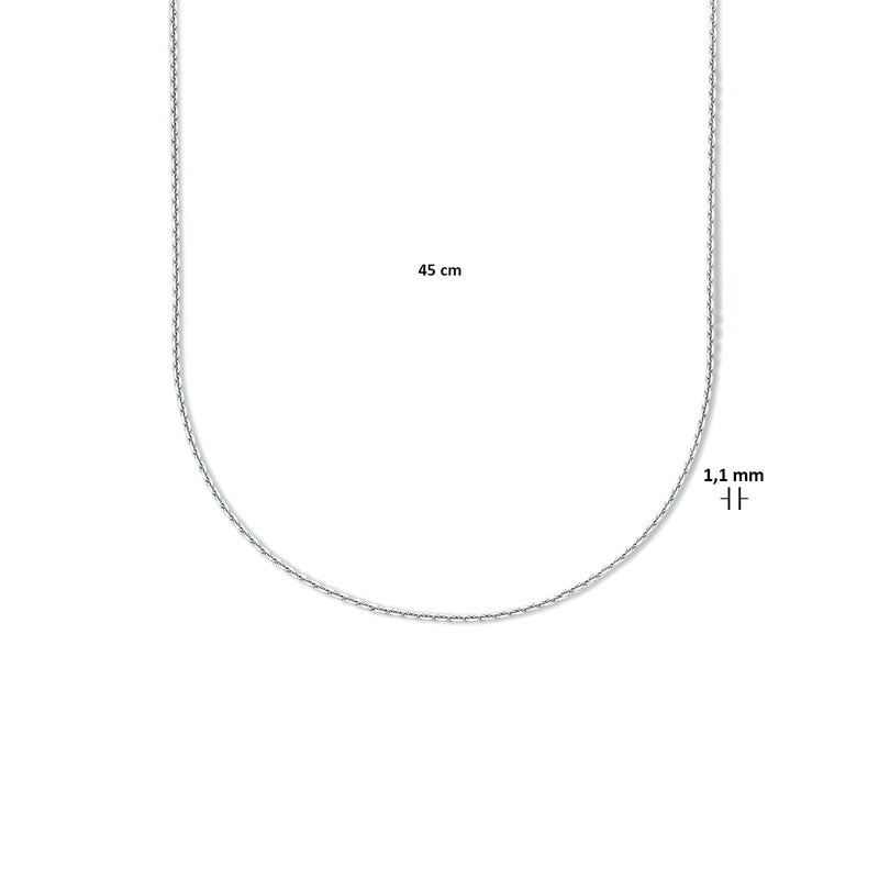 vDam Ketting Anker Gediamanteerd 1,1 Mm Zilver Gerhodineerd 1333563  45cm