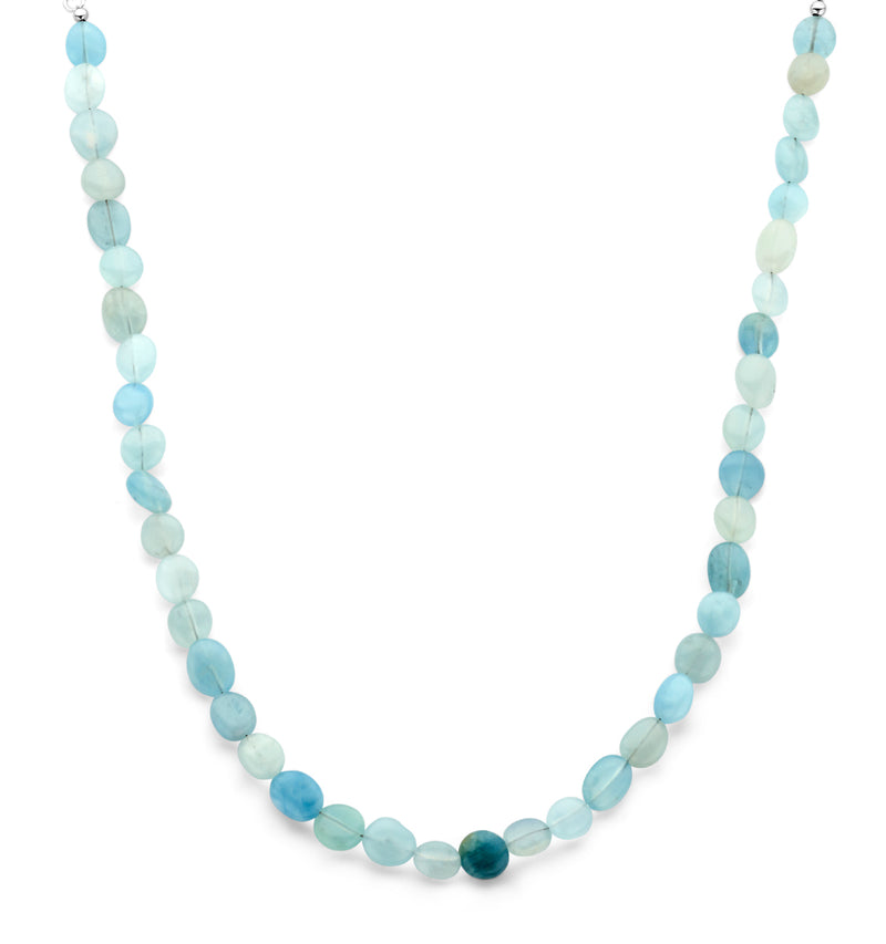 vDam Ketting Aquamarijn 40 + 5 Cm Zilver Gerhodineerd 1341050