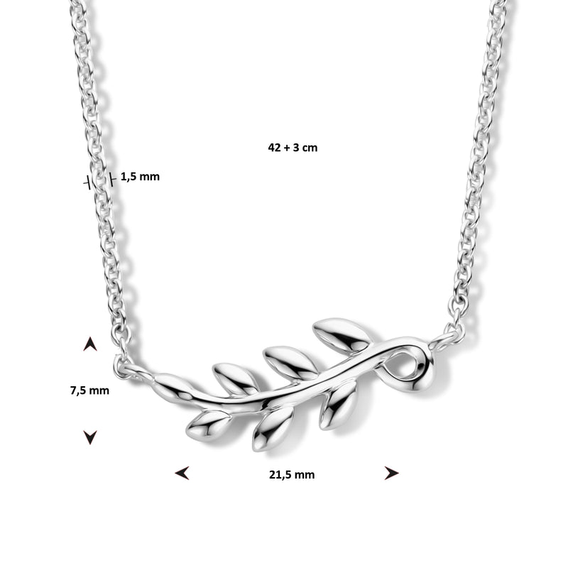 vDam Ketting Blad 42cm + 3 Cm Zilver Gerhodineerd 1335706  42cm