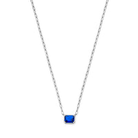 vDam Ketting Blauw Zirkonia 40 + 4 Cm Zilver Gerhodineerd 1337783