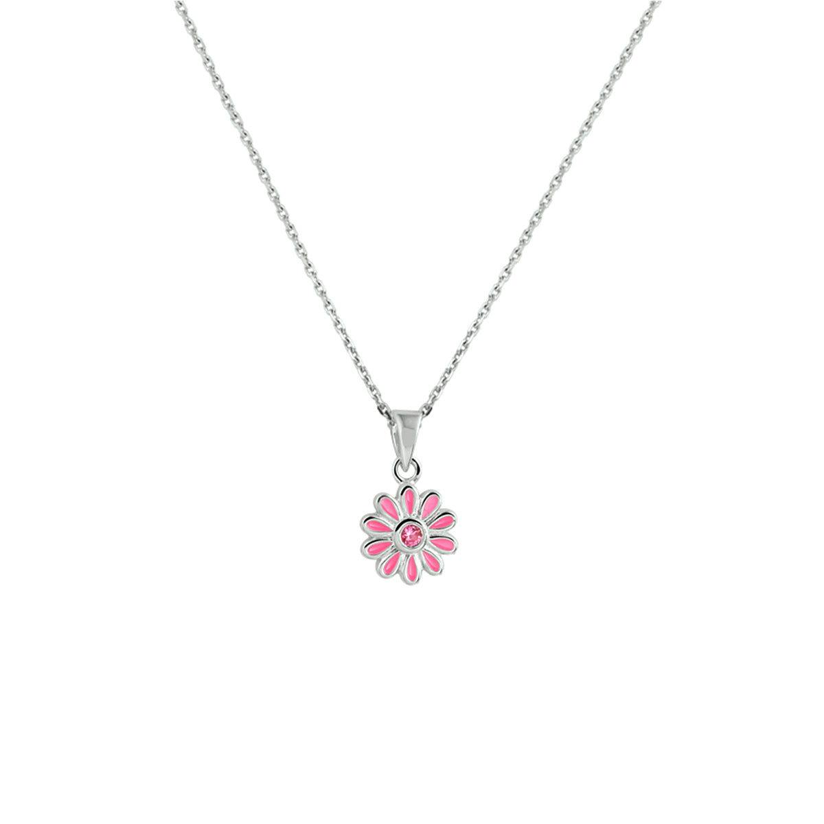 vDam Ketting Bloem Zirkonia 36 + 4 Cm Zilver Gerhodineerd 1333832