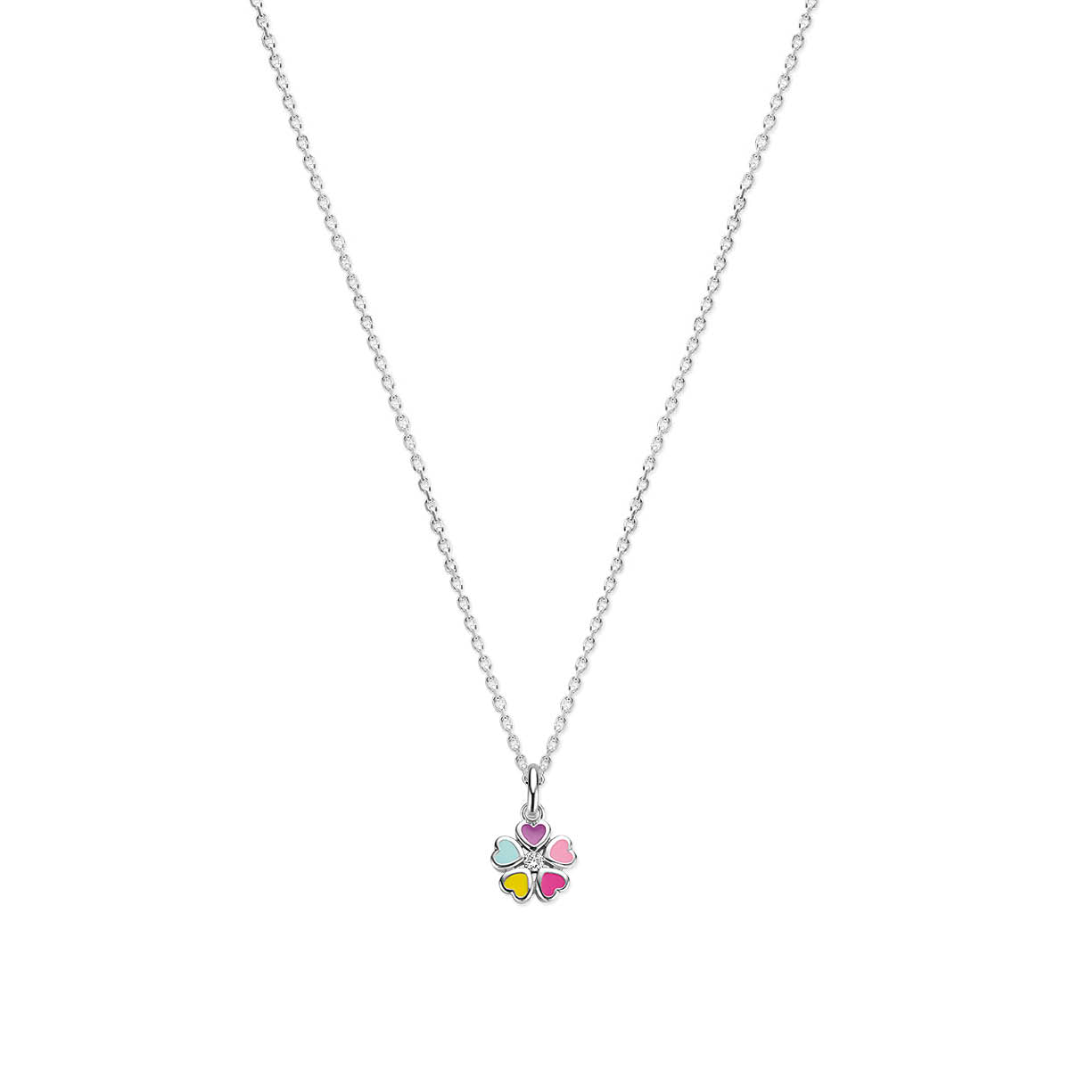 vDam Ketting Bloem Zirkonia 36 + 4 Cm Zilver Gerhodineerd 1340308