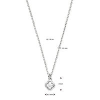 vDam Ketting Bloem Zirkonia 41cm + 4 Cm Zilver Gerhodineerd 1338674  41cm