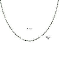 vDam Ketting Bolletjes 1,5 Mm 40cm + 4 Cm Zilver Gerhodineerd 1327016  40cm