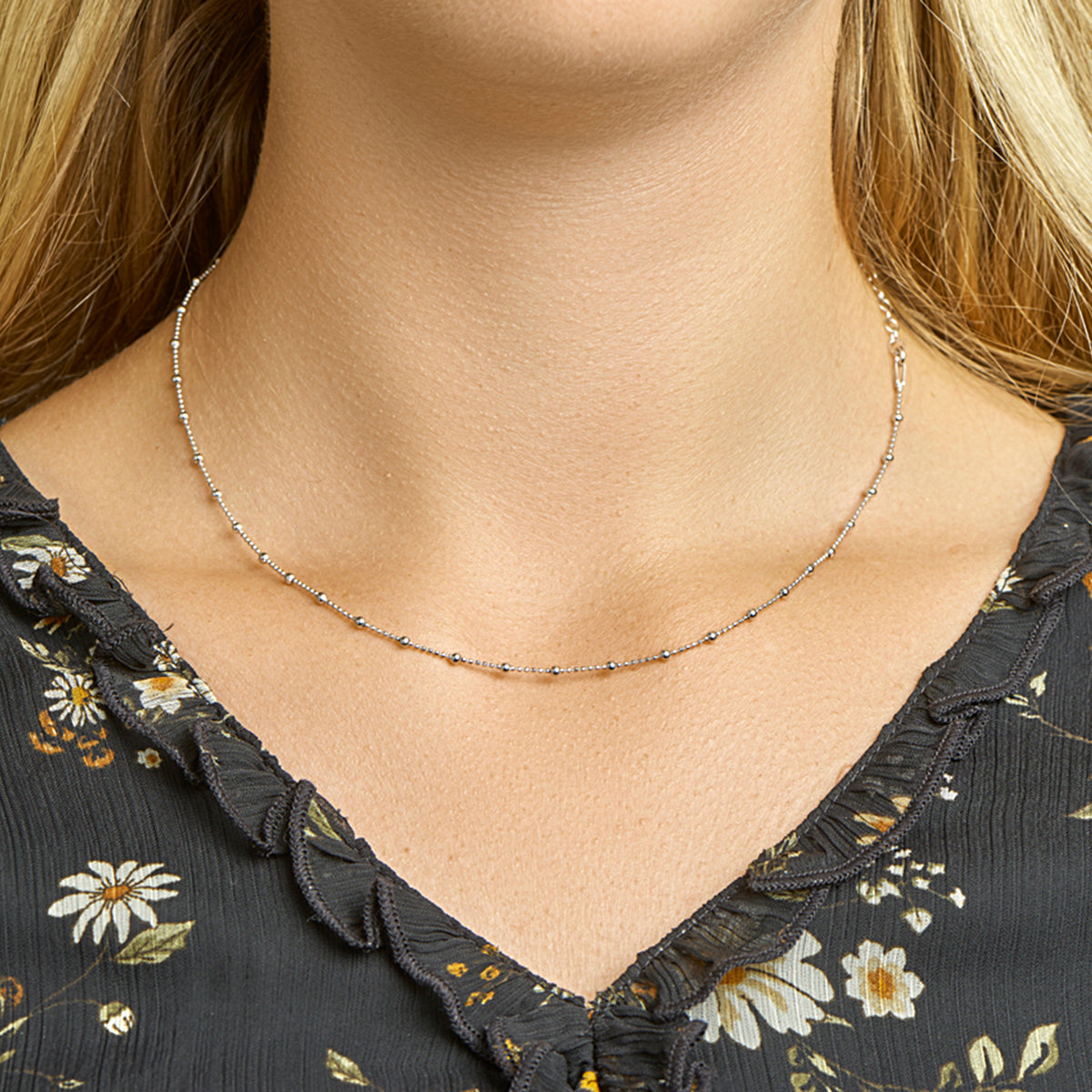 vDam Ketting Bolletjes 2,0 Mm 40cm + 4 Cm Zilver Gerhodineerd 1328620  40cm