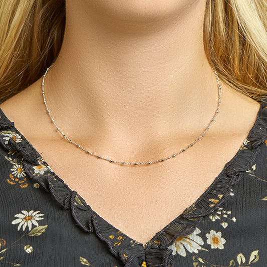 vDam Ketting Bolletjes 2,0 Mm 40cm + 4 Cm Zilver Gerhodineerd 1328620  40cm