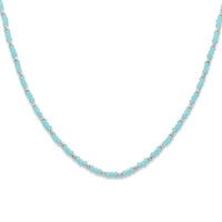 vDam Ketting Bolletjes Gediamanteerd En Aquablauw Glas 3,0 Mm 41 + 4 Cm Zilver Gerhodineerd 1336412