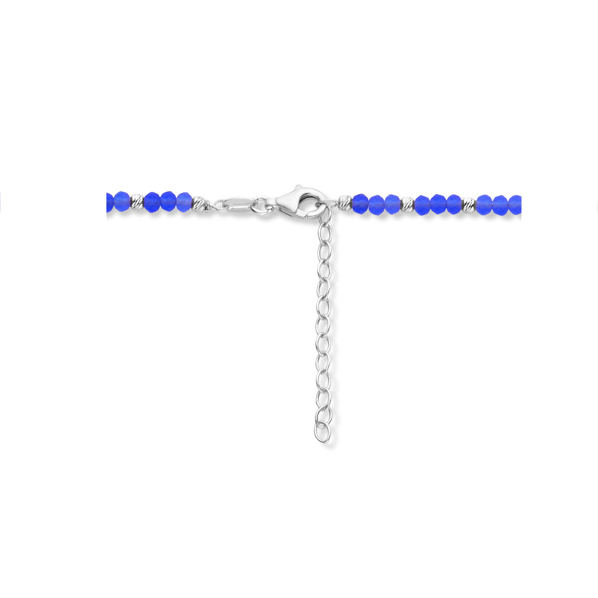 vDam Ketting Bolletjes Gediamanteerd En Blauw Glas 3,0 Mm 41cm + 4 Cm Zilver Gerhodineerd 133641cm6  41cm