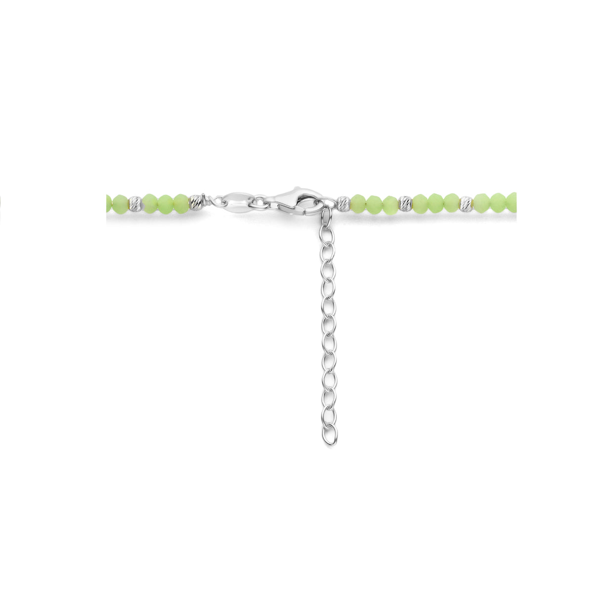 vDam Ketting Bolletjes Gediamanteerd En Lichtgroen Glas 3,0 Mm 41cm + 4 Cm Zilver Gerhodineerd 133641cm5  41cm