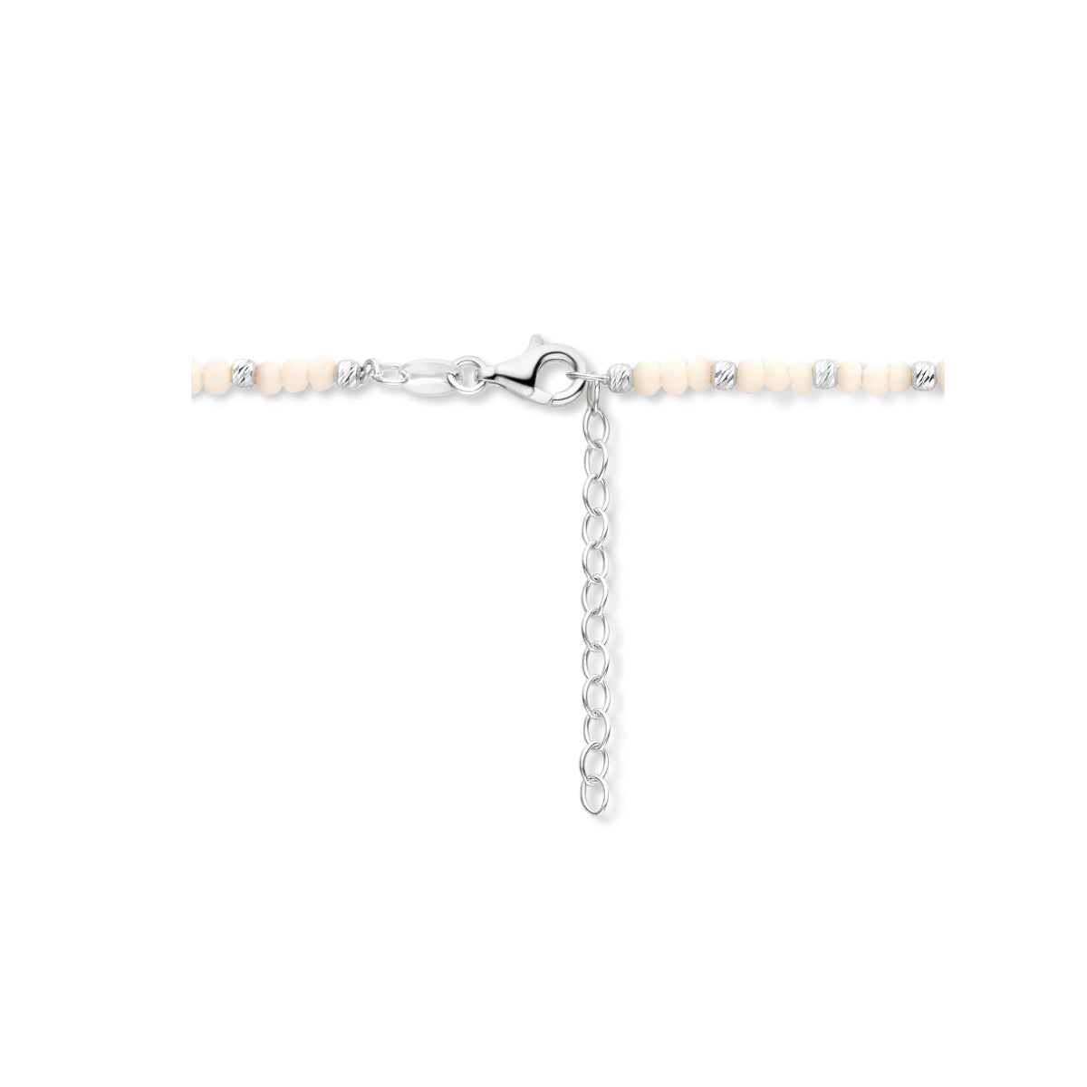 vDam Ketting Bolletjes Gediamanteerd En Wit Glas 3,0 Mm 41cm + 4 Cm Zilver Gerhodineerd 1336373  41cm