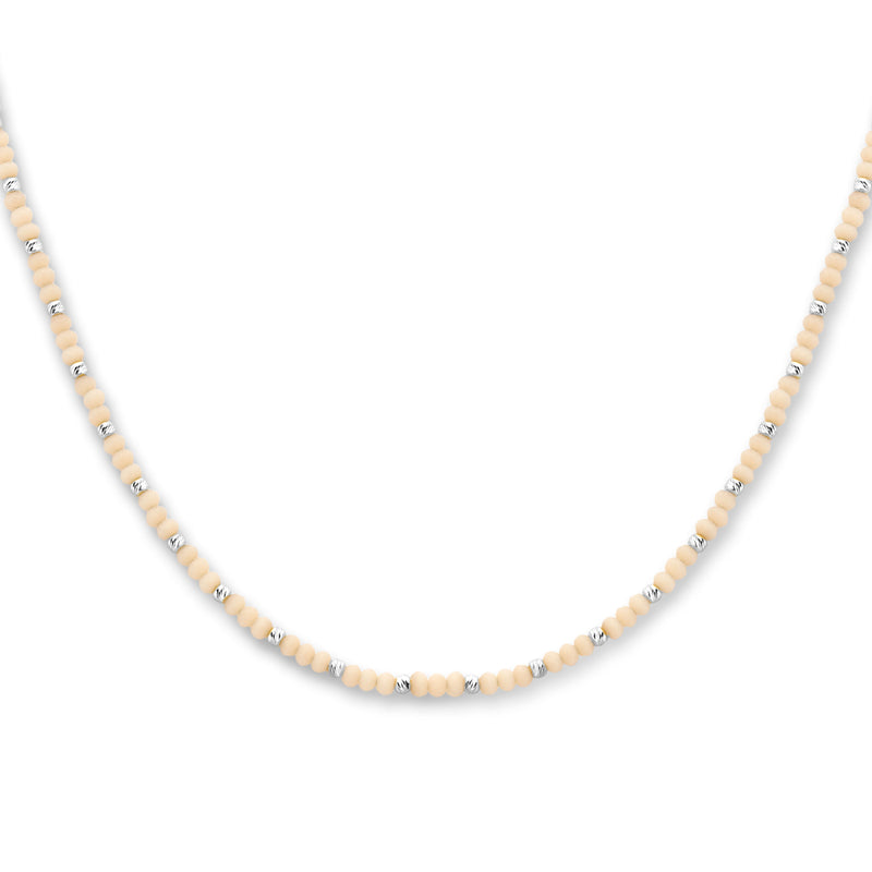 vDam Ketting Bolletjes Gediamanteerd En Zachtgeel Glas 3,0 Mm 41 + 4 Cm Zilver Gerhodineerd 1336417