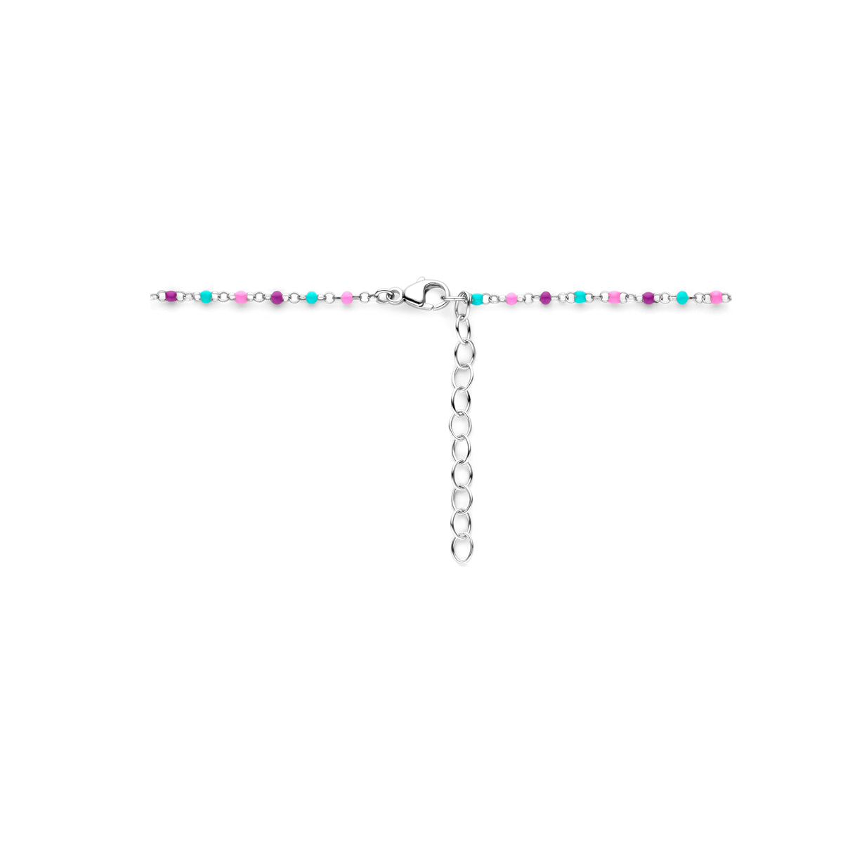 vDam Ketting Bolletjes Gekleurd Emaille 36cm + 4 Cm Zilver Gerhodineerd 1339013  36cm