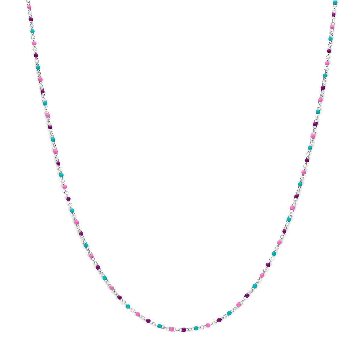 vDam Ketting Bolletjes Gekleurd Emaille 36 + 4 Cm Zilver Gerhodineerd 1339013