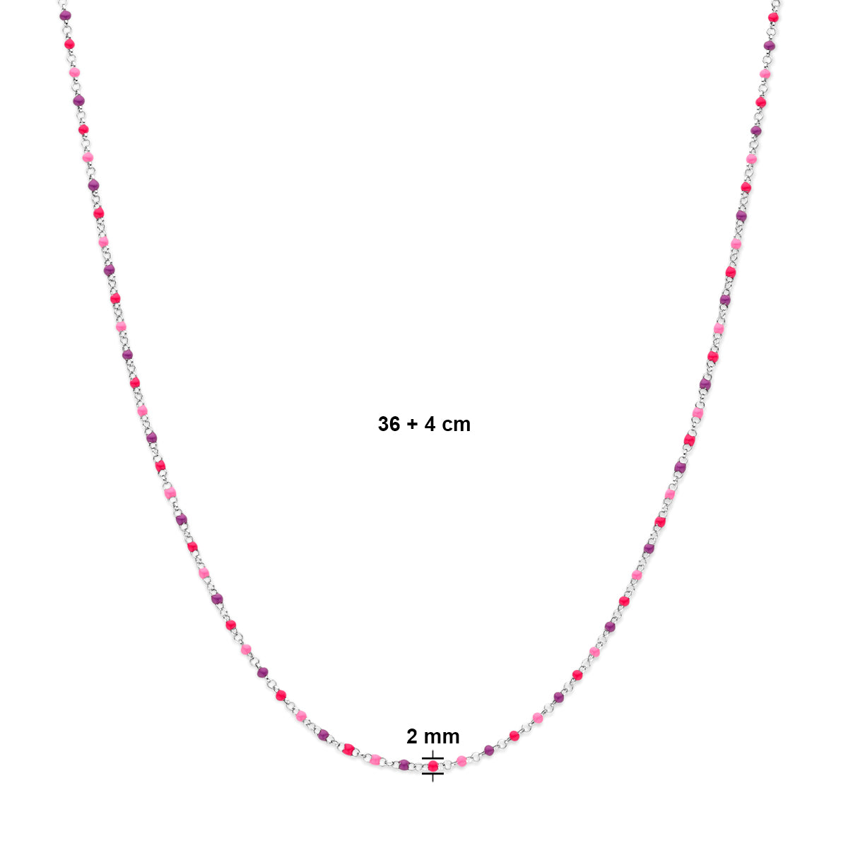 vDam Ketting Bolletjes Gekleurd Emaille 36cm + 4 Cm Zilver Gerhodineerd 1339015  36cm