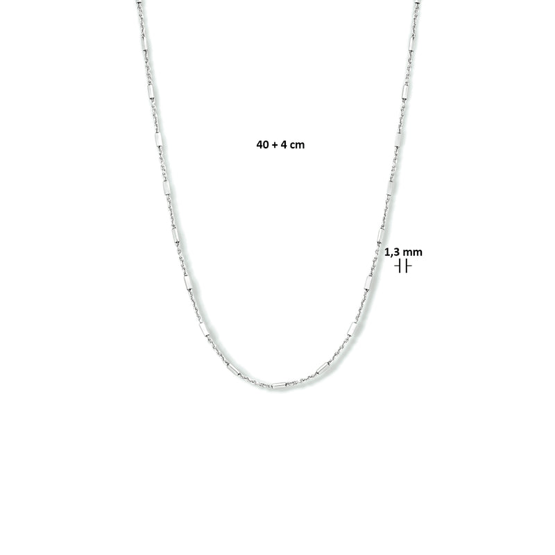 vDam Ketting Buisjes 1,3 Mm 40cm + 4 Cm Zilver Gerhodineerd 1333545  40cm