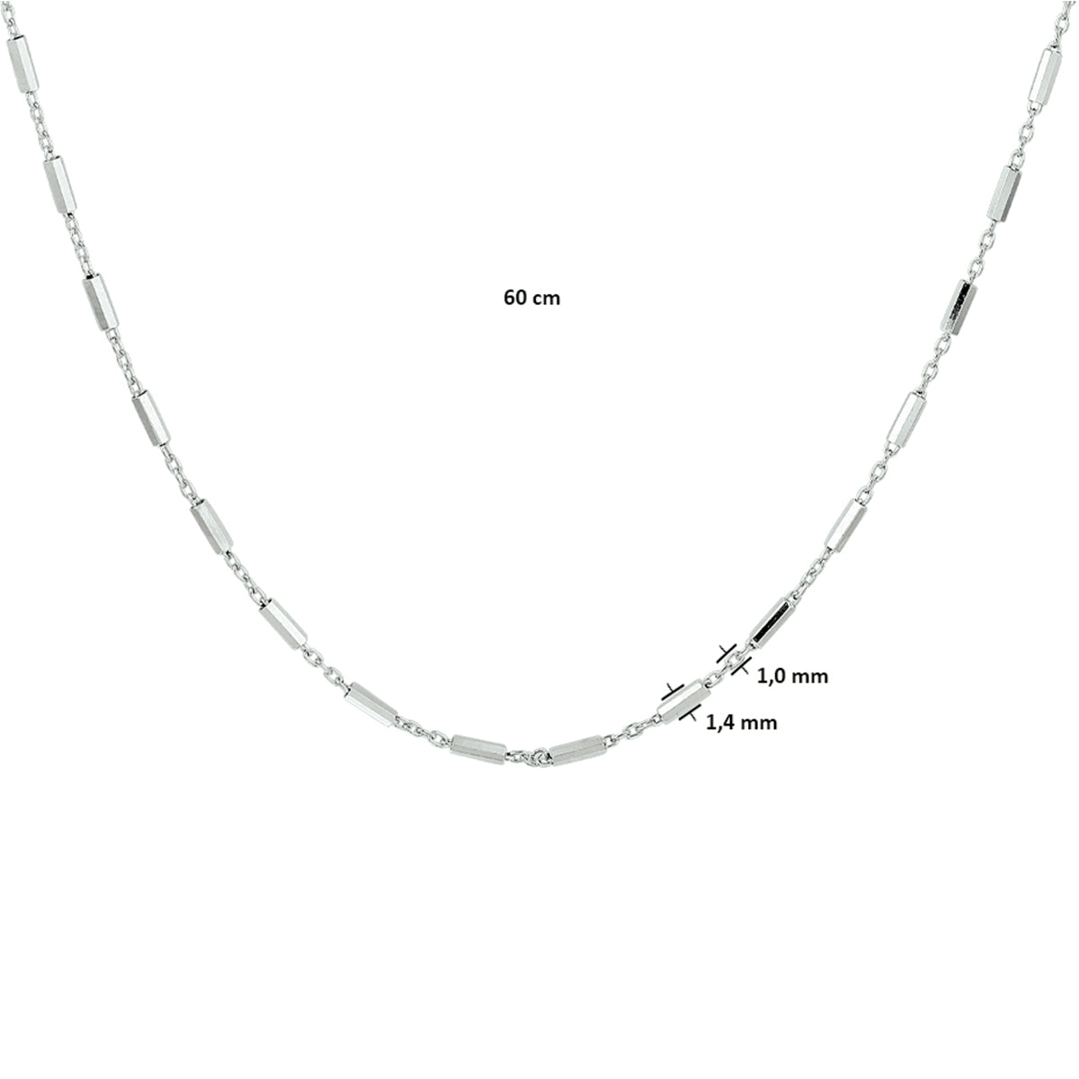 vDam Ketting Buisjes 1,4 Mm Zilver Gerhodineerd 1332736  60cm