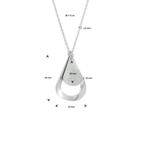 vDam Ketting Druppel Poli/mat 40cm + 4 Cm Zilver Gerhodineerd 1333315  40cm